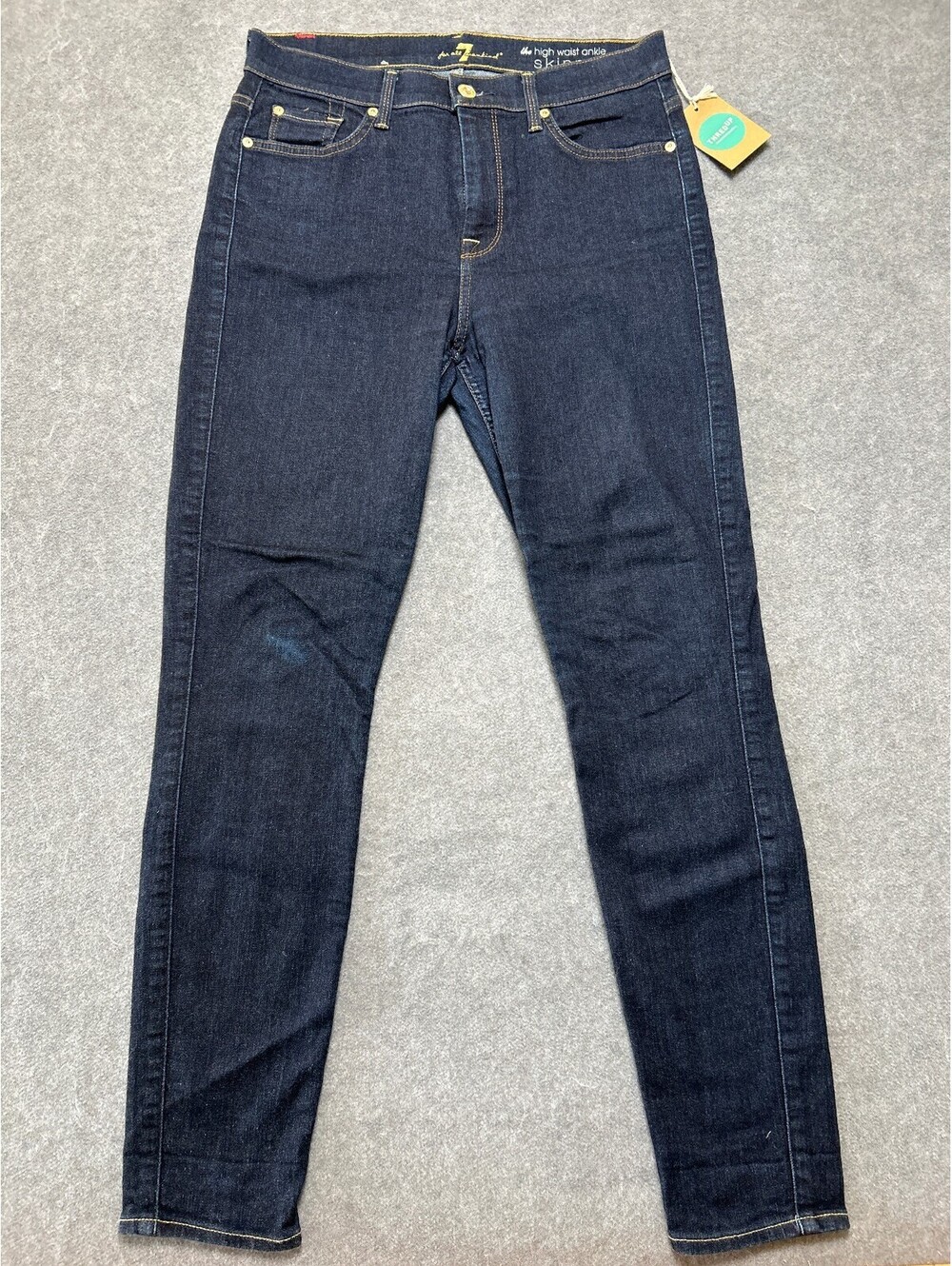 7 For All Mankind High Waist Ankle Skinny Jeans Womens 28 Dark Wash Stretch Deni